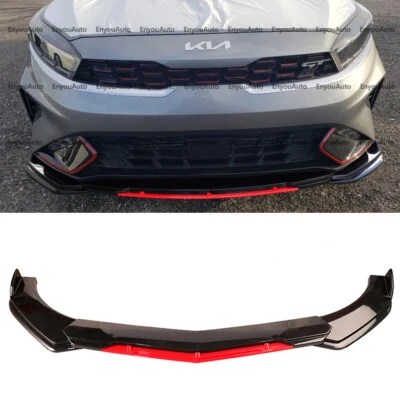 For Kia Optima UNIVERSAL Front Bumper Lip Spoiler Splitter Gloss Black Red - Image 1 of 4