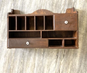 large Vintage Antique Wooden Spice Rack Cabinet Apothecary Primitive 20" shelf - Picture 1 of 23