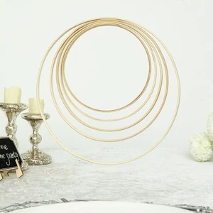 5 LIGHT BROWN Round Natural Wood Floral Hoops Wreaths Rings Party Decorations - Picture 1 of 7