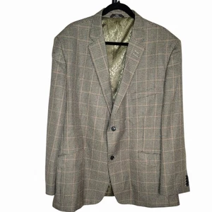 Haggar Men’s 48R Sport Coat Blazer Glen Plaid Checked Two Button Jacket Classic - Picture 1 of 7