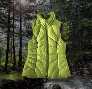 Chaleco de plumas Kenneth Cole Reaction verde para mujer M cierre de cremallera cálido acolchado - Imagen 1 de 4