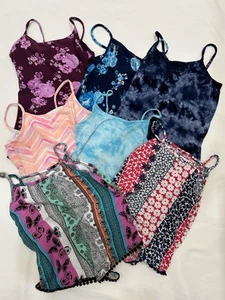Girls Multicolored Justice Spaghetti Strap Camisole/Tank top Bundle/Lot size 6/7 - Picture 1 of 6