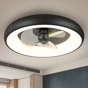 Low Profile Ceiling Fans with Lights, 20 inch Flush Mount Ceiling Fan and Rem... - Picture 1 of 6