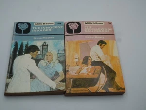 Mills & Boon Lot of 2 vtg PB Books Swallows of San Fedora & The Innocent Invader - Picture 1 of 7