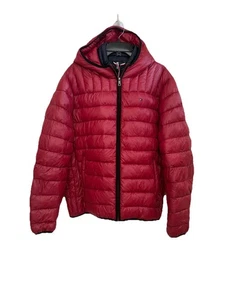 Tommy Hilfiger Men's Puffer Jacket Red Quilted Packable Lightweight Large Coat - Picture 1 of 13