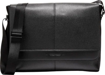 Bolsa carteiro masculina Cole Haan Triboro couro preta compacta trabalho maleta de viagem - Imagem 1 de 4