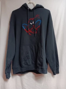Marvel Spider Man Universal Studios Embroidered Large Black Hoodie Sweatshirt - Picture 1 of 7