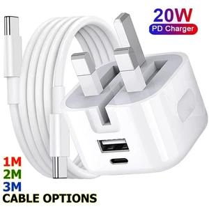 Genuine USB-C Fast Adapter Charger PD Plug & Cable For iPhone 16e/16/15/14/13/17 - Picture 1 of 14