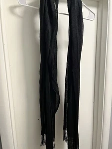 Collection Eighteen Damen schwarz Acryl Schal Halstuch mit Fransen neu mit Etikett OBO - Bild 1 von 14