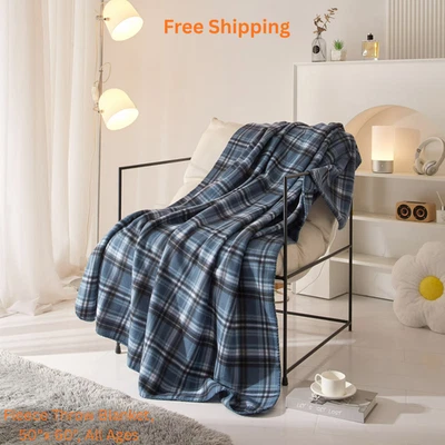 Mainstays Acogedora Manta de Vellón a Cuadros Azul, 50x 60, Todas las Edades mejor para el Invierno Foto 1 de 4