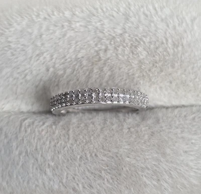 Half Eternity 2-Row Natural Diamond  Ring in Platinum Over Sterling 0.25ctw Sz 5 - Image 1 of 4