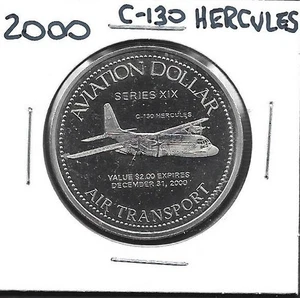 Moneda de dos dólares de aviación de transporte aéreo Hércules C-130 2000 - Imagen 1 de 2