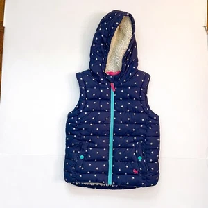 Mini Boden Blue Star Sherpa-Lined Hooded Vest, Size 5/6 - Picture 1 of 5