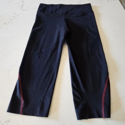 Mujer 2XU Med Run Capri Leggings Pantalones de Compresión Negro con Costuras Rosa Foto 1 de 4