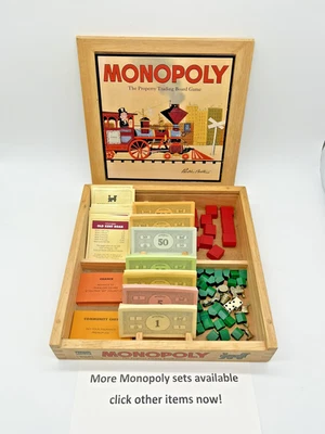 Monopoly Wooden Box Nostalgia Board Game **100% Complete** Family Christmas Xmas - Image 1 of 4