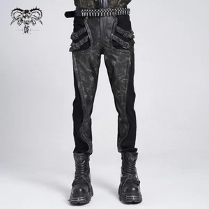 Devil Fashion Men Black Goth Punk Buckle Irregular Patched Pants Casual Trousers - Bild 1 von 19