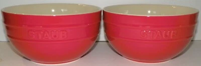 STAUB Red Cherry Ceramic Large Universal 2-Piece Bowl Set~ NIB - Image 1 of 4