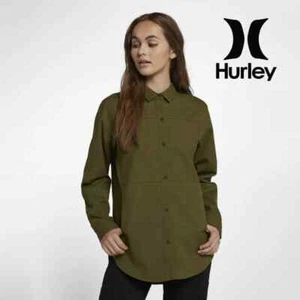 Hurley Green Olive Wilson Shacket Shirt SURF Cotton Jacket Coat size Med NWT - Picture 1 of 7