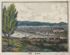 Linz Donau Gesamtansicht Original kolorierte Lithografie Neue Bildergalerie 1831