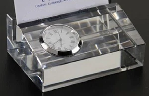 Badash Crystal Clock Business Card Holder Engravable NIB SU363 - Picture 1 of 1