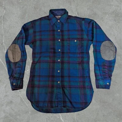 复古 70 年代 Pendleton Overshirt 男式 S Trail 羊毛法兰绒格子呢麂皮绒美国 — 第 1/4 张图片