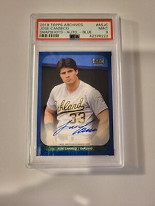 Jose Canseco auto 2018 Topps Archives Snapshots PSA 9 Blue autograph #37/50 
