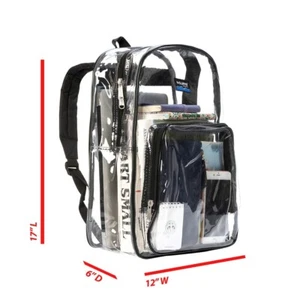 Mochila escolar transparente transparente de 17 in 100 % PVC - Imagen 1 de 7