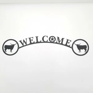 Letrero de bienvenida de toro Longhorn cabaña de metal decoración del hogar rancho agrícola - Imagen 1 de 4