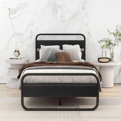 Marco de cama de metal de alta resistencia tamaño completo/cabecero de madera estribo con remache Foto 1 de 4