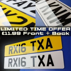 FRONT + BACK PAIR Luxury HD PRINT MOT/ROAD Legal Car Registration Number Plates - Picture 1 of 8