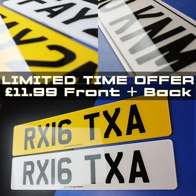 FRONTAL + PAR TRASERO Lujo HD IMPRESIÓN MOT/ROAD Legal Coche Matrícula Placas Foto 1 de 4