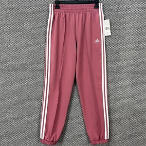 Adidas Girls Joggers Size XL (16) Red Elastic Waist Woven Activewear Gym School - Picture 1 of 17