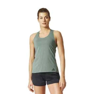 Adidas Womens Climachill Striped Top Tee Running Gym Fitness Vest S98263 Green - Picture 1 of 7