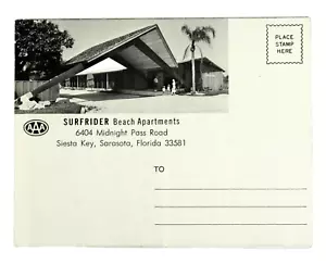 Vtg Surfrider Beach Apartments SIESTA KEY FLORIDA Fold Out Ad Mailer Sarasota - Picture 1 of 10
