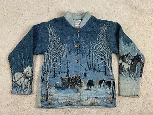 Chaqueta vintage Sugar Street Weavers para mujer pequeña invierno tapiz de nieve azul - Imagen 1 de 14