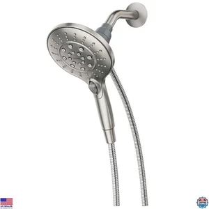 Brushed Nickel 6-Function Handheld Showerhead with Magnetic Docking, 5.5-Inch - Picture 1 of 6
