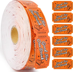 Orange Raffle Ticket Roll, 1000 Tickets, 1x2 Inch for Events & Fundraisers - Picture 1 of 17