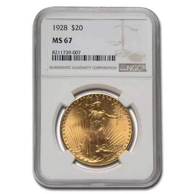 1928 $20 St Gaudens Gold Double Eagle MS-67 NGC - Image 1 of 3