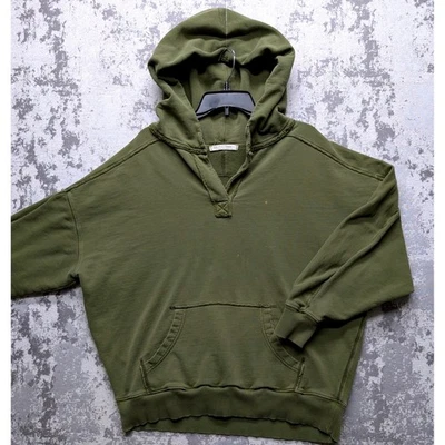 Sudadera con Capucha Free People Grande Verde Oliva Cuello en V Pullover Mediana Foto 1 de 4