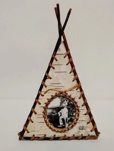Vintage Native American Indian Tepee Teepee Themed Wood Frame - Picture 1 of 11