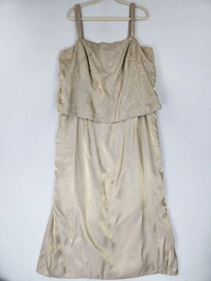 Alex Evenings Dress Womens 22W Petite Gold Formal Square Neck Maxi Sleeveless - Image 1 of 4