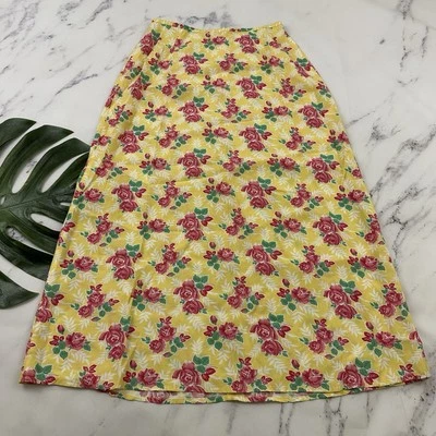 Maxi Falda Liz Claiborne Mujer Vintage Y2k Talla 6 Amarillo Rosa Picnic Floral Foto 1 de 4