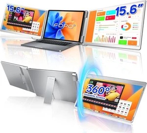 FOPO S10 15.6" Triple Laptop Screen Extender USB-C/HDMI for 13–17" Laptops - Picture 1 of 6