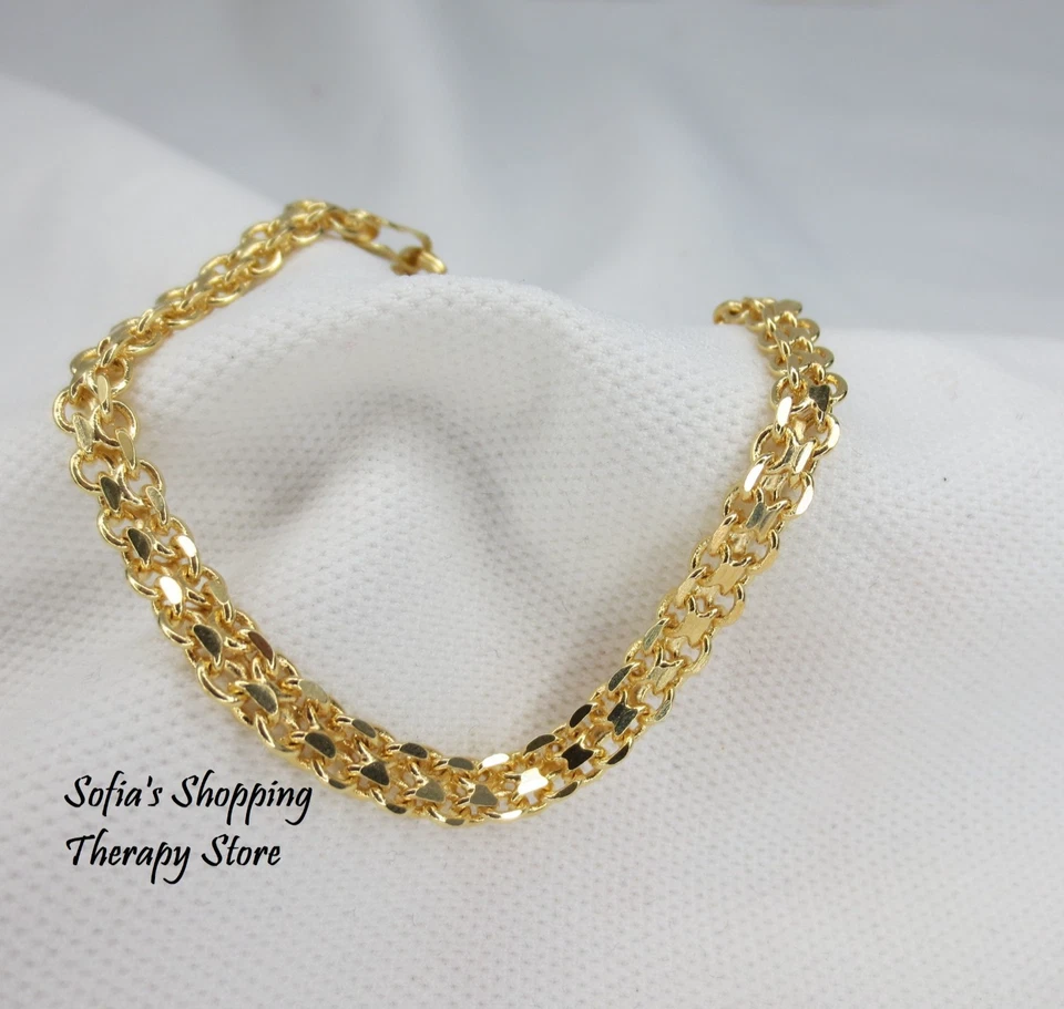 Brazalete Bismark relleno de oro amarillo de 18k 7" ancho de cadena 5 mm sin deslustre y níquel Foto 1 de 4