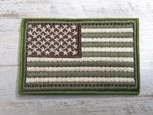 USA American Flag Patch OD Green Brown Embroidered Morale Tactical EDC 3.1"x2" - Picture 1 of 1