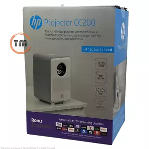 HP CC200 Projector 1080p with ROKU Express Streaming Player & 84" Screen - NEW™ - Picture 1 of 12