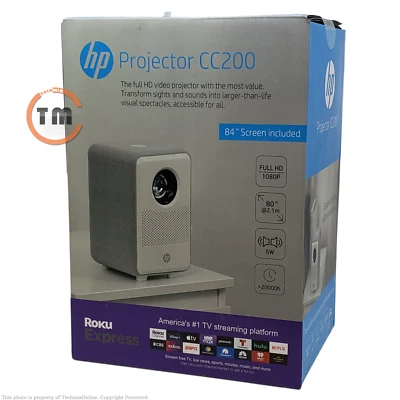 HP CC200 Projector 1080p with ROKU Express Streaming Player & 84" Screen - [LN]™ - Image 1 of 4