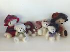 7 RARE Boyds Bears Rare Mohair Bearington Mini Bears Hat with Flower & Tulle I9