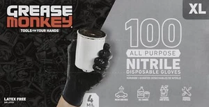X Large Black Grease Monkey Disposable Nitrile Gloves Pack of 100 - Picture 1 of 5