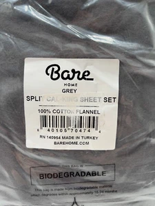 Bare Home Flannel Sheet Set 100% Cotton Split California King - Picture 1 of 2
